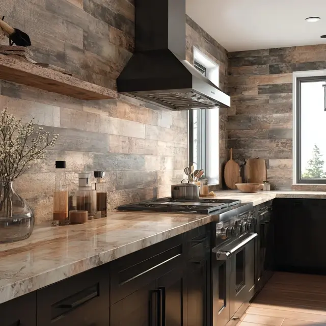 Warm Wood-Look Backsplash Ideas for Kitchens - Kitchen Backsplashes | Laravel