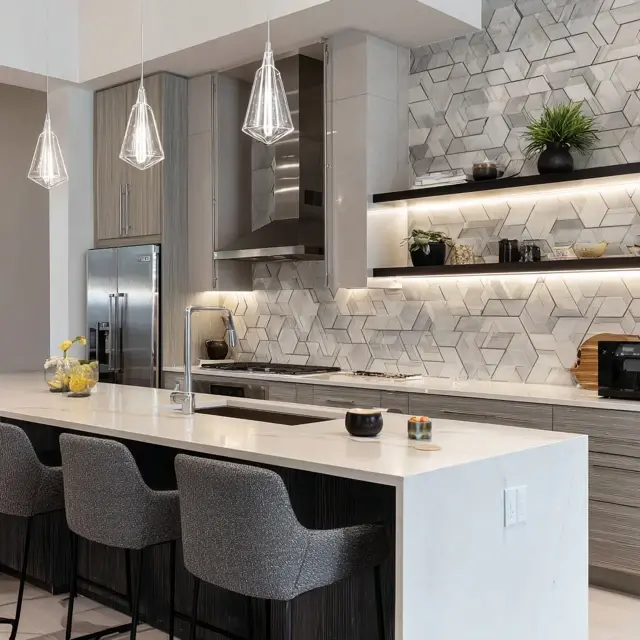 Hexagon Tile Backsplash Ideas for Kitchens - Discover hexagon tile backsplash ideas for kitchens that add texture,... Hexagon Tile Backsplash Ideas for Kitchens - Kitchen Backsplashes | Laravel