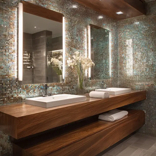 Glass Tile Bathroom Backsplash Inspiration for 2025 - Explore glass tile bathroom backsplash inspiration for 2025, featuring fresh... Glass Tile Bathroom Backsplash Inspiration for 2025 - Bathroom Backsplashes | Laravel