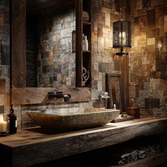 Rustic Bathroom Backsplash Ideas with Warm Textures - Explore rustic bathroom backsplash ideas with warm textures that add... Rustic Bathroom Backsplash Ideas with Warm Textures - Bathroom Backsplashes | Laravel