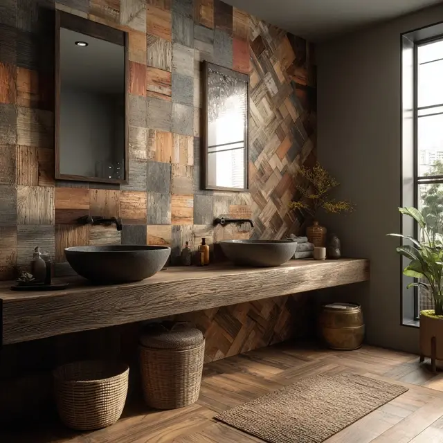 Wood-Look Backsplash Ideas for Cozy Bathrooms - Discover wood-look backsplash ideas that bring warmth, style, and comfort... Wood-Look Backsplash Ideas for Cozy Bathrooms - Bathroom Backsplashes | Laravel
