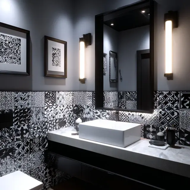 High-Contrast Bathroom Backsplash Ideas to Try - Explore high-contrast bathroom backsplash ideas that bring drama, sophistication, and... High-Contrast Bathroom Backsplash Ideas to Try - Bathroom Backsplashes | Laravel