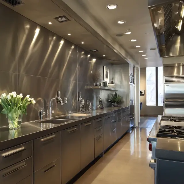 Stainless Steel Backsplash for Pro Kitchens - Discover stainless steel backsplash designs that bring durability, hygiene, and... Stainless Steel Backsplash for Pro Kitchens - Backsplash Materials | Laravel