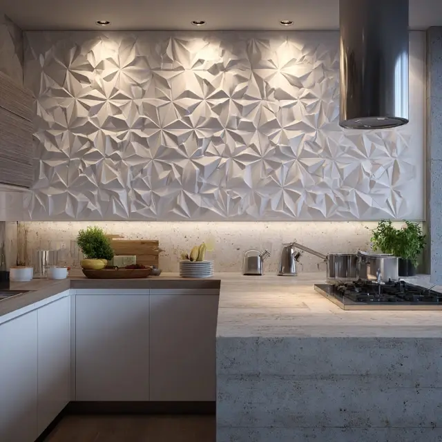 3D Tile Backsplash Ideas for Extra Dimension - Explore 3D tile backsplash ideas that bring depth, texture, and... 3D Tile Backsplash Ideas for Extra Dimension - Backsplash Materials | Laravel
