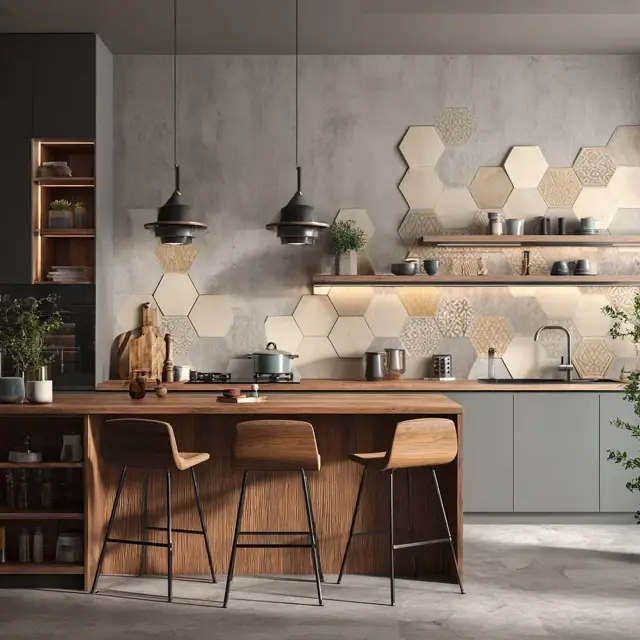 Ceramic Hexagon Backsplash for Trendy Homes - Explore ceramic hexagon backsplash ideas that add trendy geometric charm... Ceramic Hexagon Backsplash for Trendy Homes - Backsplash Materials | Laravel