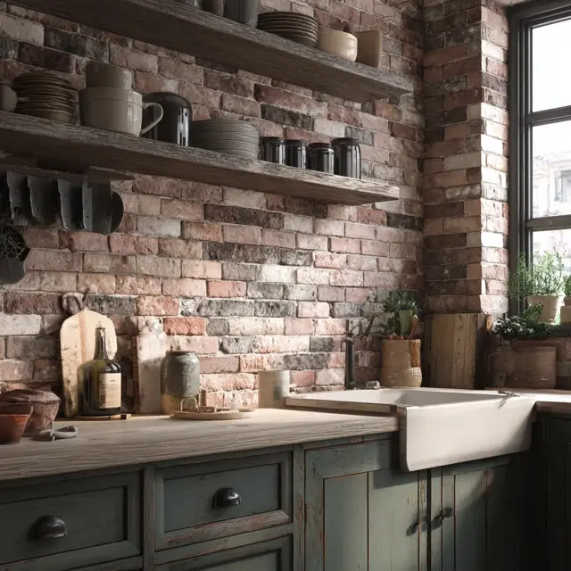 Faux Brick Backsplash for Vintage Appeal - Explore faux brick backsplash ideas that bring vintage appeal, rustic... Faux Brick Backsplash for Vintage Appeal - Backsplash Materials | Laravel